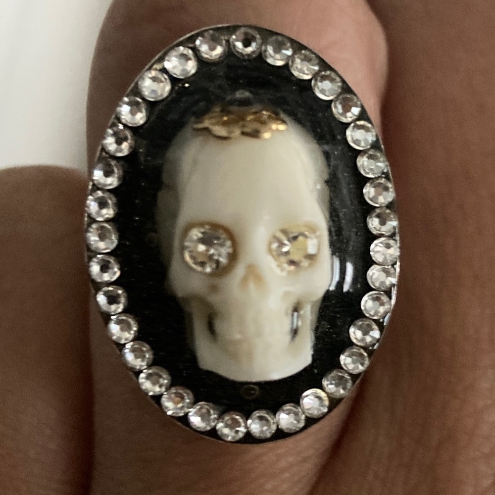 Hand Carved Skull Italian Sardonyx Ring